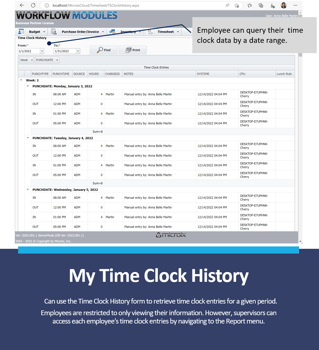 Sales Timesheet Module My Time Clock History Knowledge base
