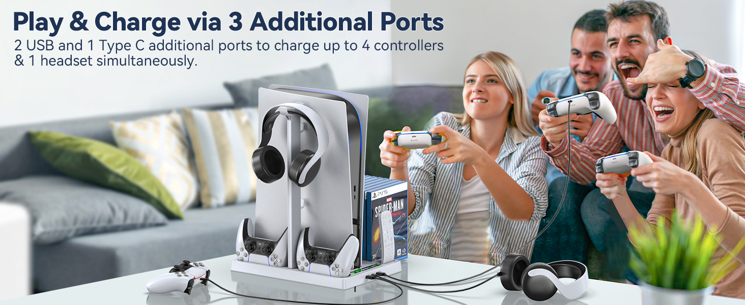 OIVO PS5 Cooling Stand with Controller Charger, Cooling Station with 3