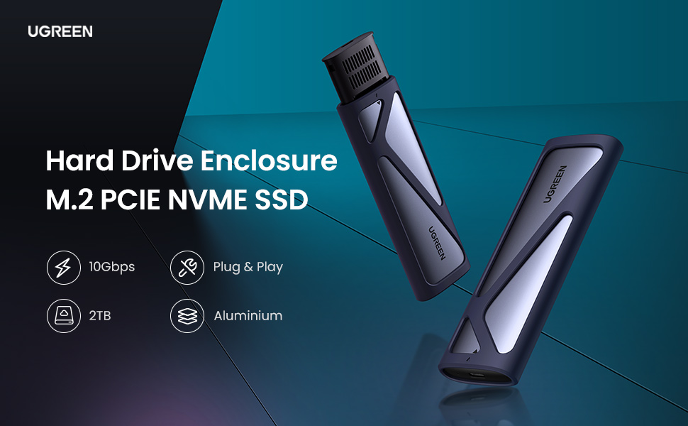 UGREEN M.2 NVMe SSD Enclosure Adapter, Aluminum 10 Gbps USB C 3.1 Gen 2