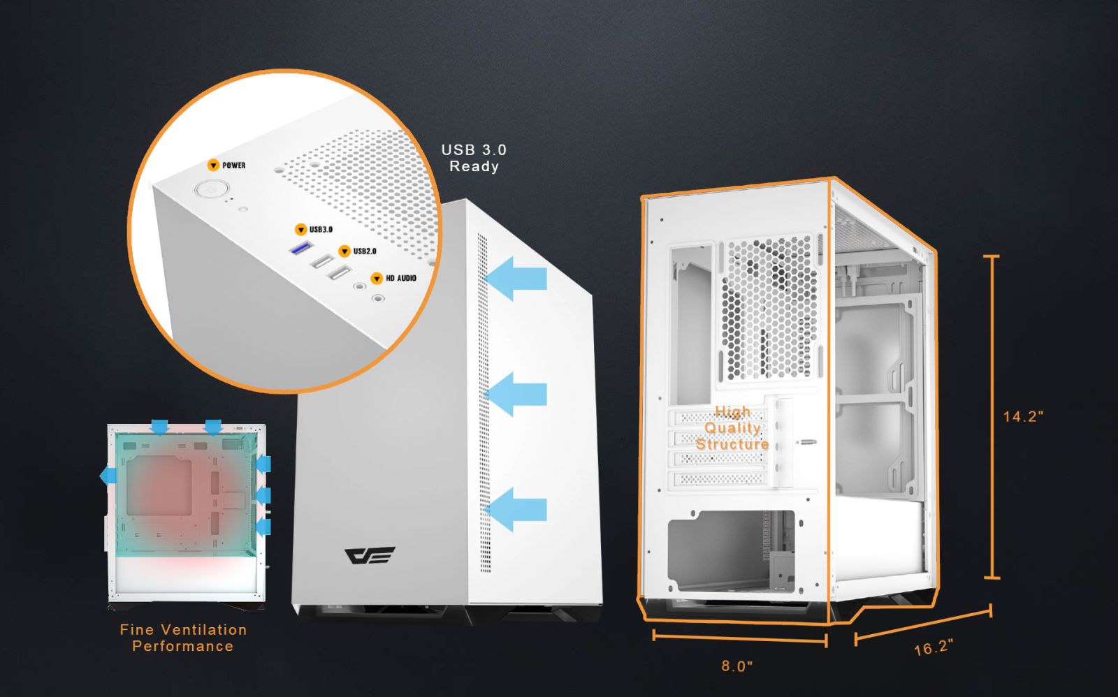 DarkFlash DLM22 Micro ATX Tower Computer Case, Expansion Slots 4, with