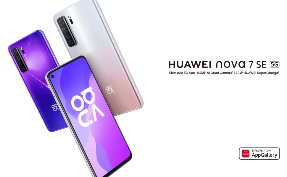 Huawei Nova 7 SE Dual SIM Smartphone, 6.5" Punch FullView Display, 8GB