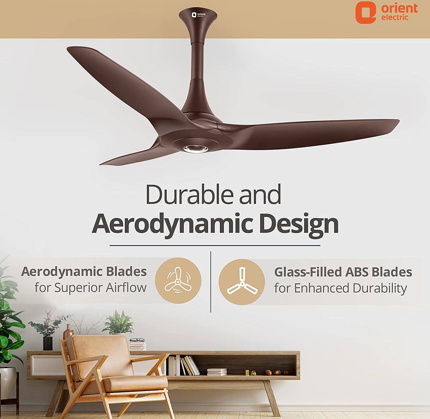 Orient Electric Aeroquiet 48 inch Roasted Coffee Ceiling Fan CE0158
