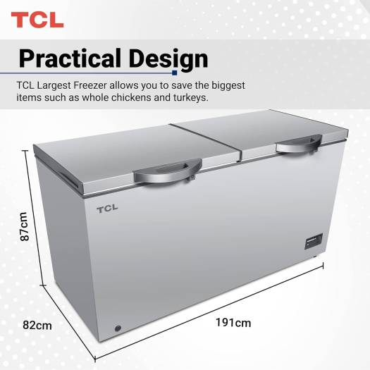 TCL 920 Litre Chest Freezer, Double Door, Super Freezer with Storage
