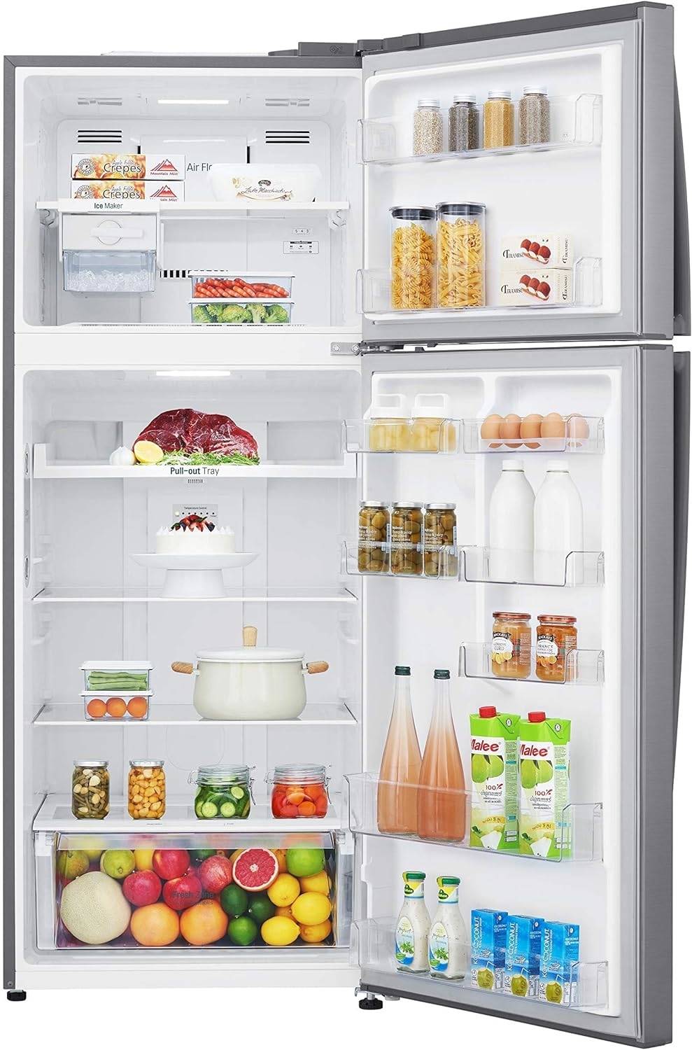 LG 438 Liters Top Mount Refrigerator, Multi Air Flow, Platinum Silver
