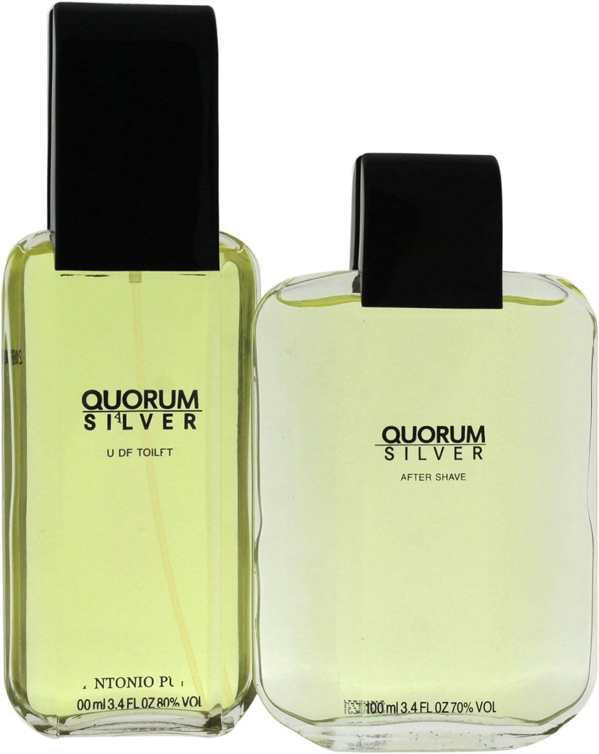 Quorum Silver by Antonio Puig for Men 2 Pc Gift Set 3.4oz EDT Spray, 3.4oz After Shave Lotion