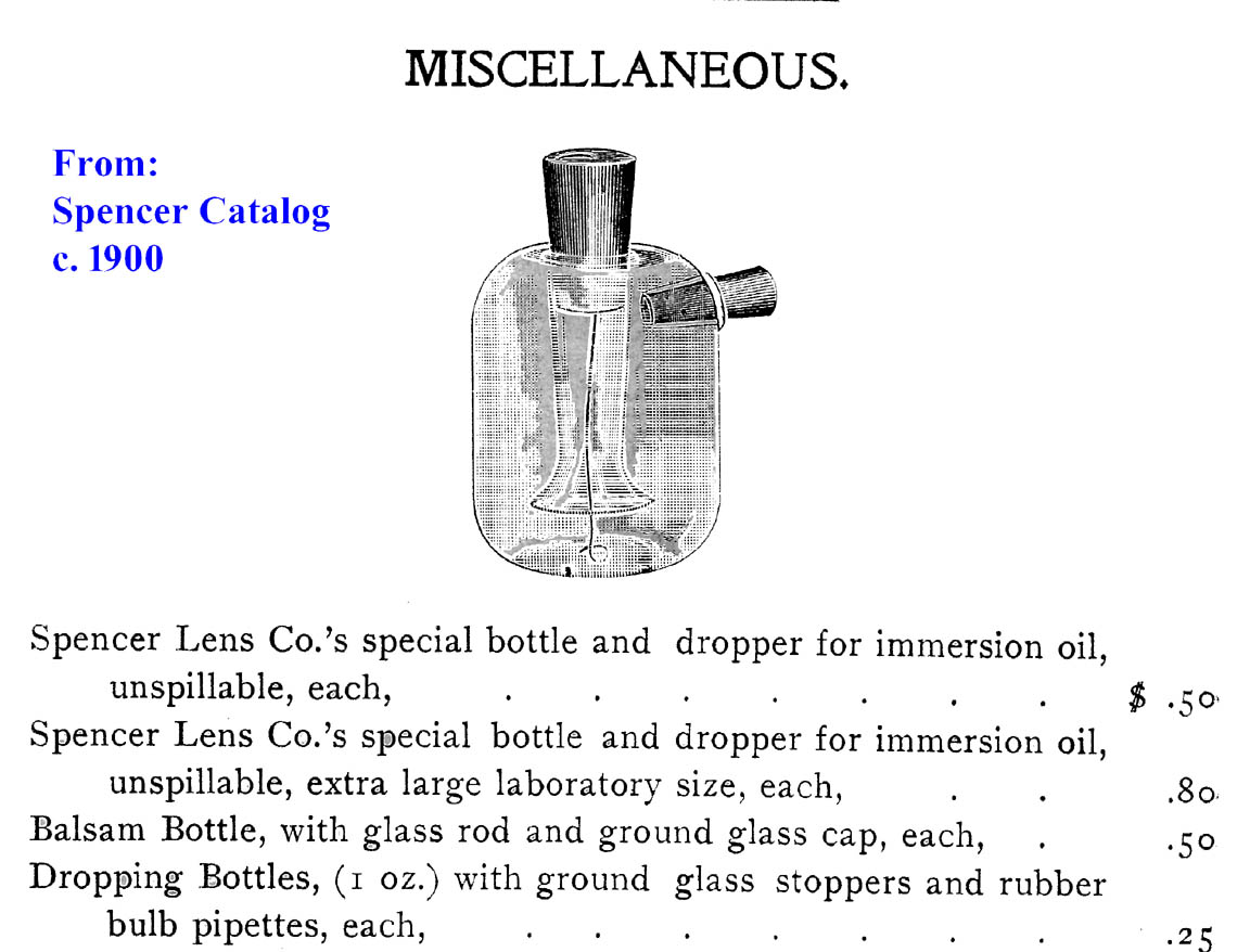 Spencer immersion oil bottle