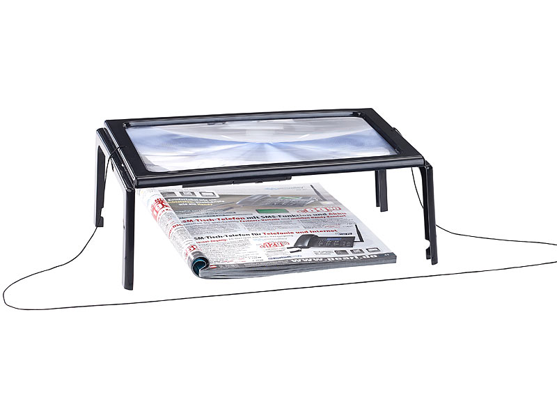 AGT Lupe XXLLeselupe mit 3facher Vergrößerung, 4 LEDs und