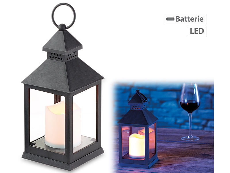 Lunartec Grablaterne Laterne mit flackernder LEDKerze und Timer