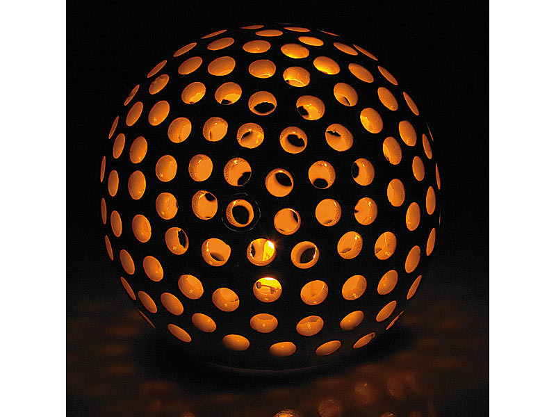 Lunartec Kabellose LEDDekoleuchten aus Keramik im 2erSet