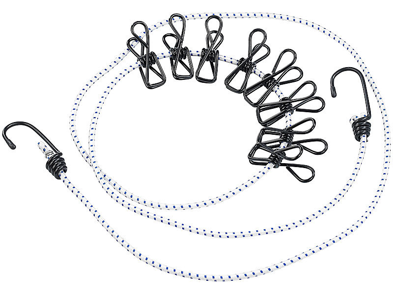 PEARL Reisewäscheleine Flexible Wäscheleine mit 8
