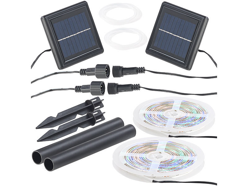 Lunartec Solar LED Band 2erSet SolarLEDStreifen, 90 LEDs in Pink