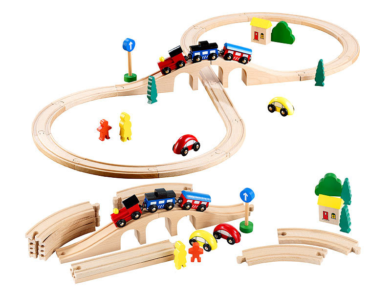 Playtastic Mittelgroßes HolzEisenbahnSet mit 29 Teilen