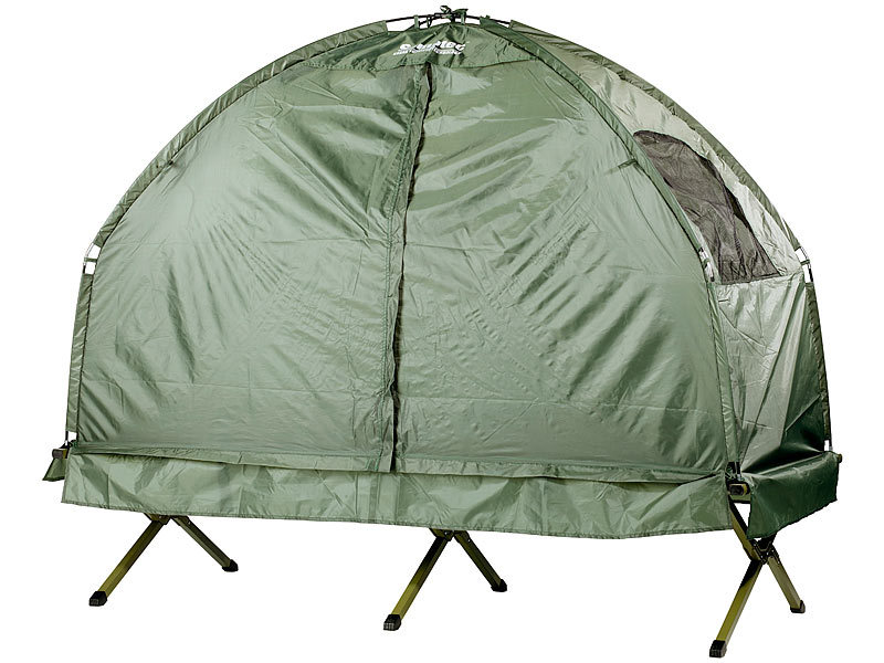 Semptec Campingbett 2in1Zelt mit AluFeldbett, 1200 mm Wassersäule