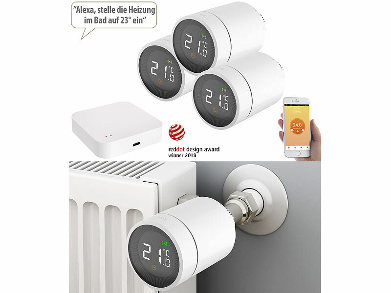revolt Thermostatkopf 3erSet Heizkörperthermostate mit App