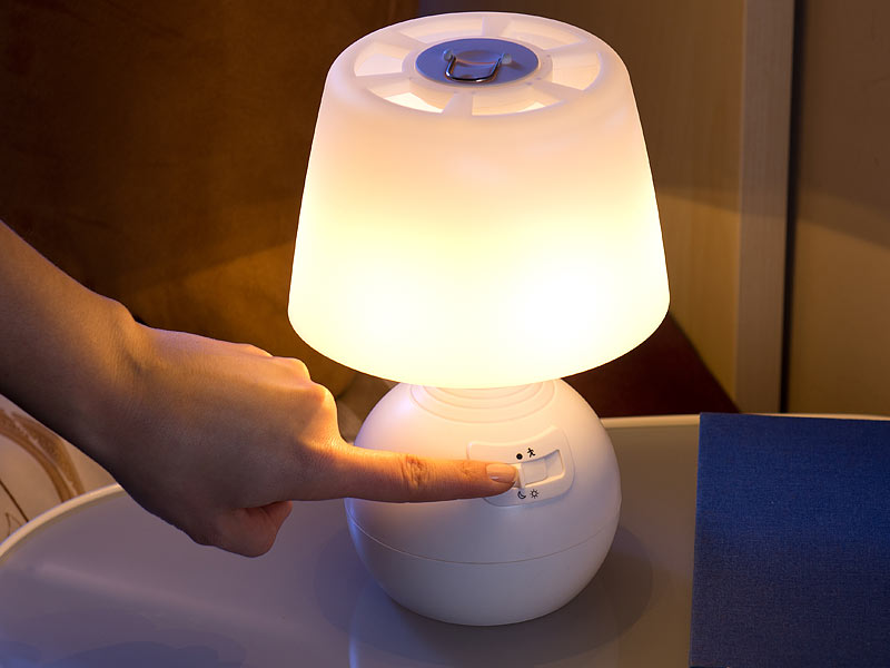 Lunartec Tischlampe Batterie LEDTischlampe, PIR & LichtSensor