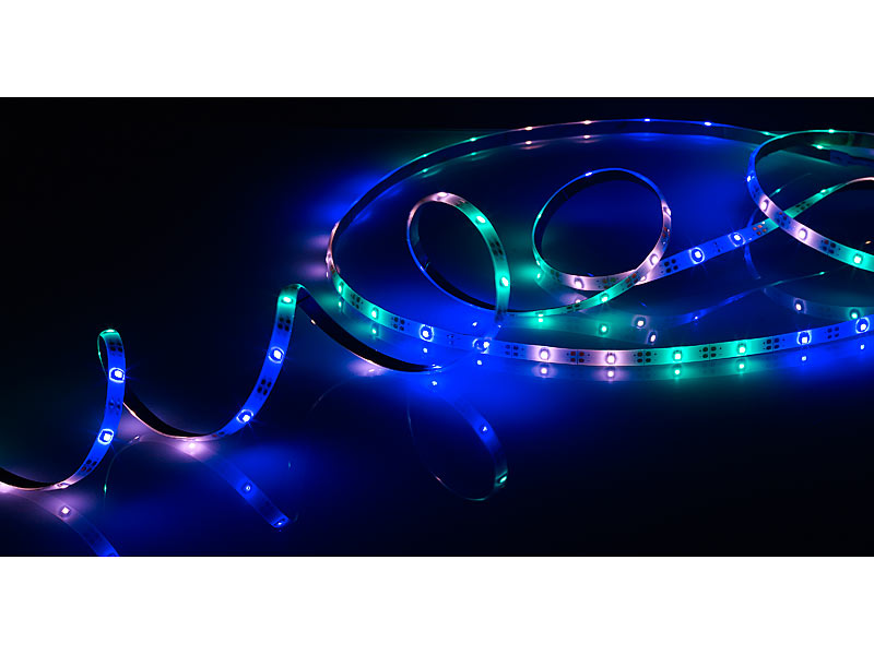 Lunartec Lichtband SolarLEDStreifen, 90 LEDs in Pink, Grün & Blau, 3
