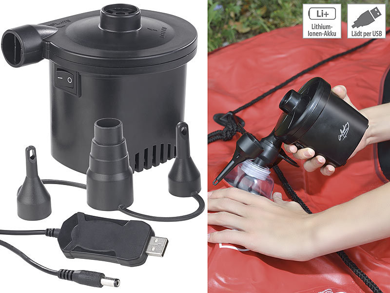 infactory Elektrische Luftpumpe AkkuLuftpumpe mit 3