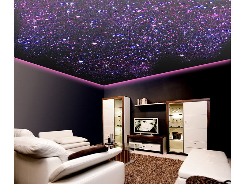 Lunartec LED Lichtfaser Set GlasfaserRGBLEDSternenhimmel mit Fernbedienung und 300