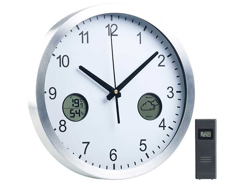 St. Leonhard Funk Küchenuhr FunkWanduhr mit digitaler Wetterstation