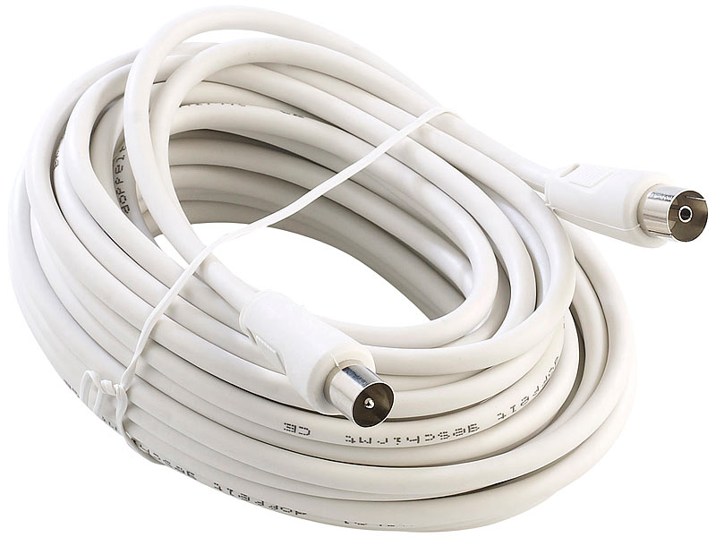 esoSAT TV Kabel KoaxialAntennenkabel Stecker auf Buchse, 10 m, weiß