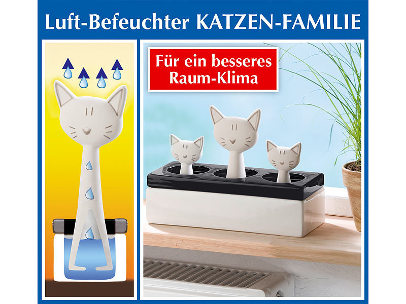 Keramik Luftbefeuchter Katzenfamilie