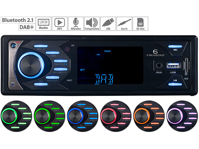 Creasono DAB Radio Auto MP3Autoradio mit DAB+, Bluetooth & Freisprech
