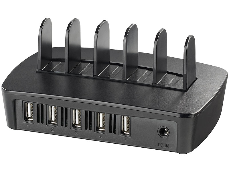 revolt Multi Ladestation 5PortUSBProfiLadestation mit Smart Power