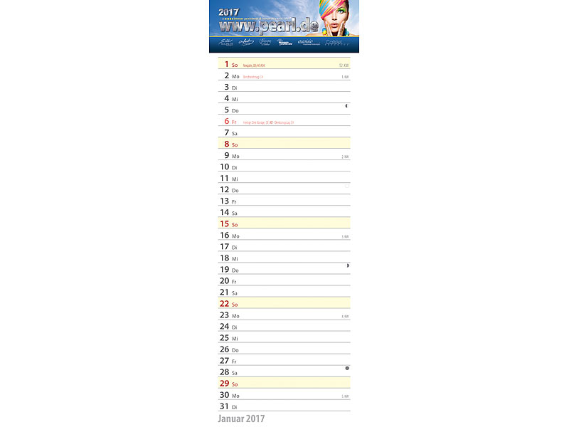 PEARL Gratis! Kalender 2017 mit 12 Blatt