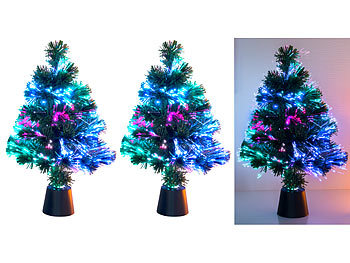 Lunartec Weihnachtsbaum: 2 Deko-Tannenbäume, Dreifarbige Led-Beleuchtung, Batteriebetrieb, 45Cm (Weihnachtsbäumchen)