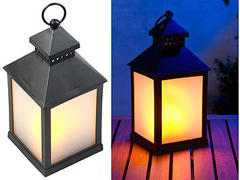 Lunartec Led Laterne Outdoor: Led-Laterne Mit Realistischem Flammenspiel Und Timer, Schwarz (Led Laterne Mit Timer Für Draußen)