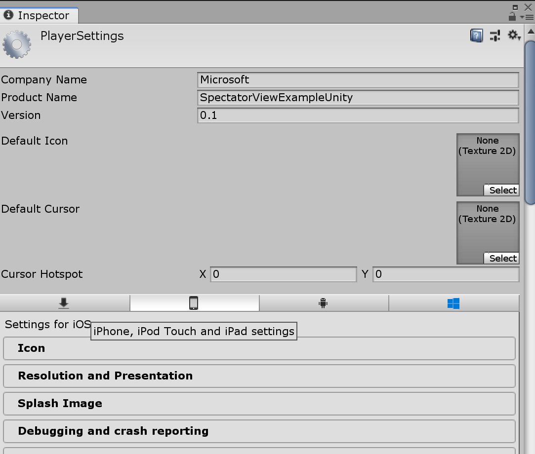 Spectator View Mobile Setup MixedRealitySpectatorView Documentation