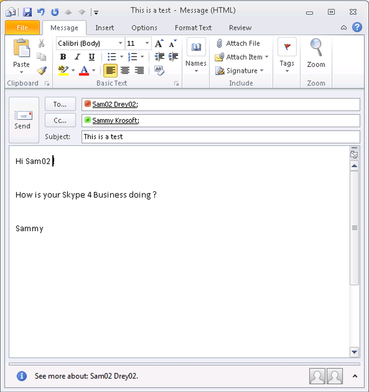 Skype for Business and Outlook Presence information on Outlook how