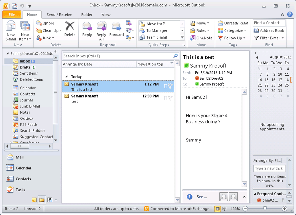 Skype for Business and Outlook Presence information on Outlook how