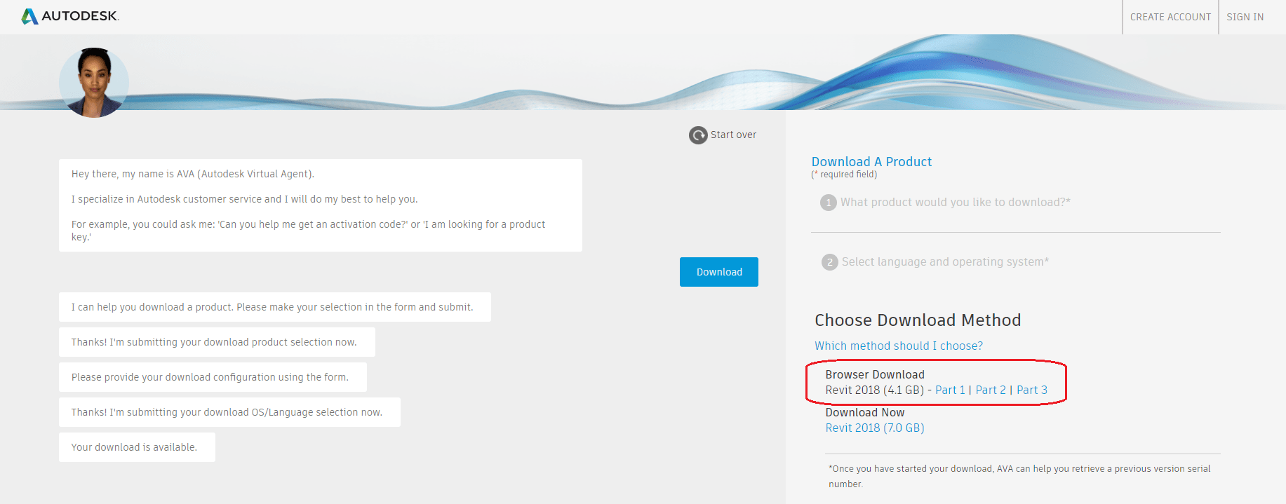 Using AVA and Browser Download to Install Your Software Microsol