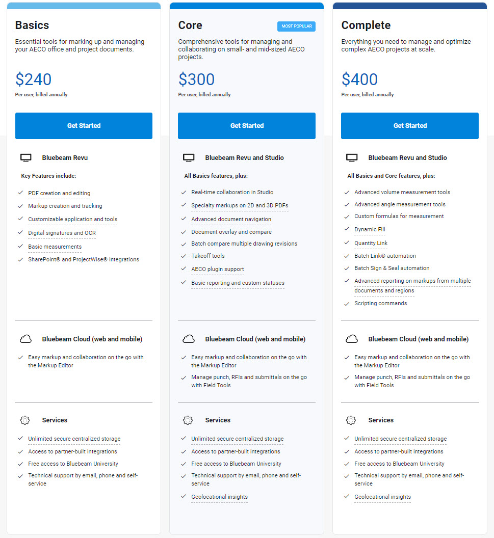 FAQ about the new Bluebeam subscription plans Basics, Core, and Complete Microsol Resources