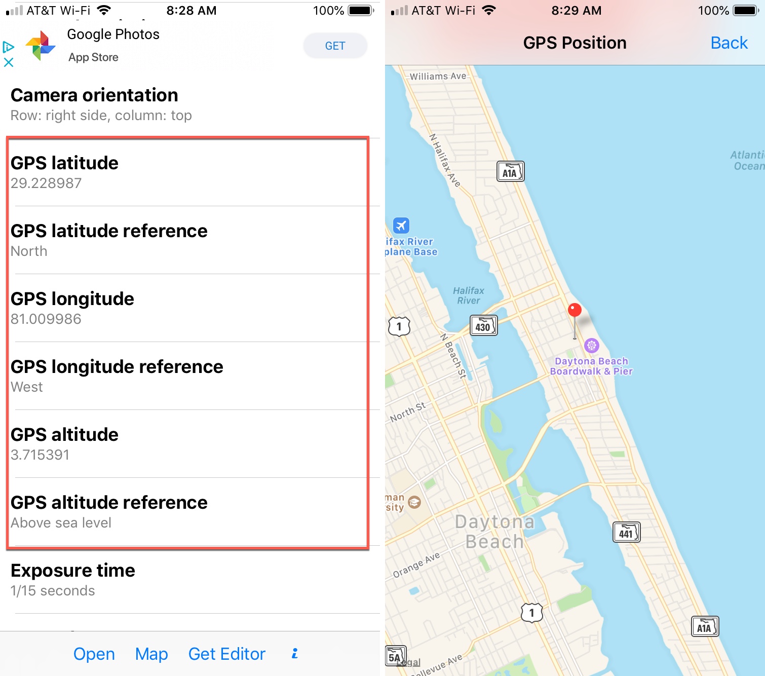 How to view the GPS coordinates for photos on iPhone Mid Atlantic