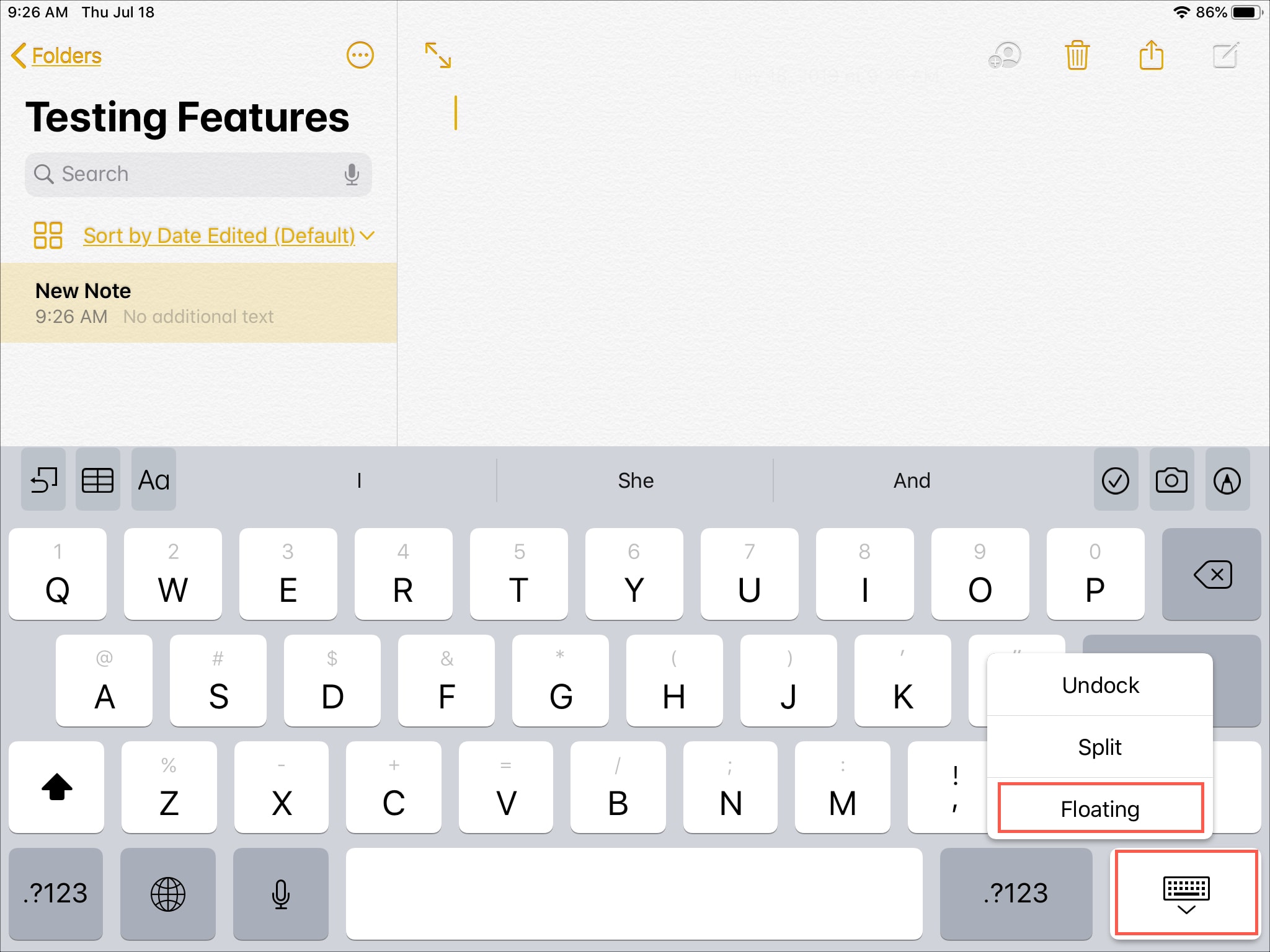How to move your iPad keyboard to the side of the screen Mid Atlantic