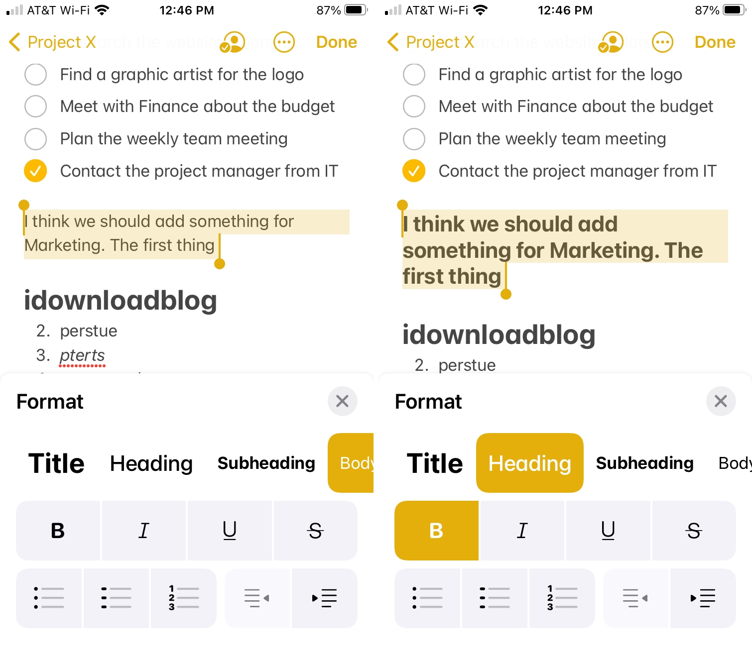 How to use quick styles to format text in Notes on iPhone Mid