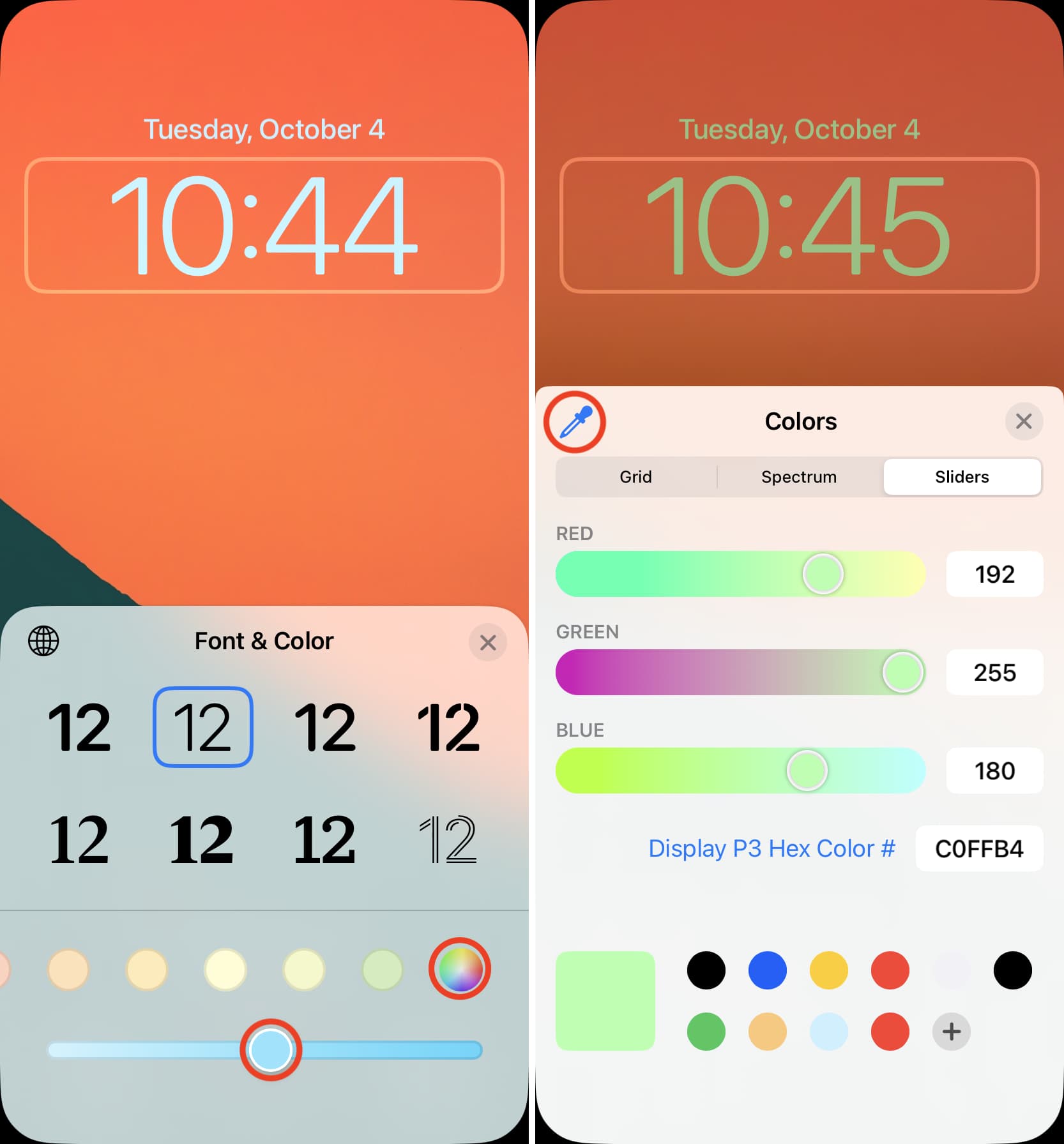 How to customize the color, font, and script of the Lock Screen clock
