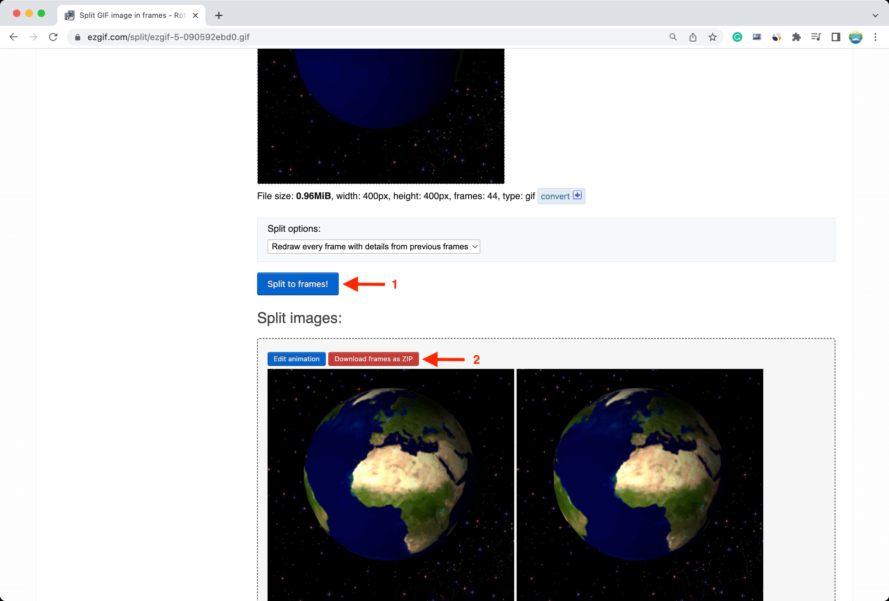 How to view, extract, and save frames of a GIF as individual images on
