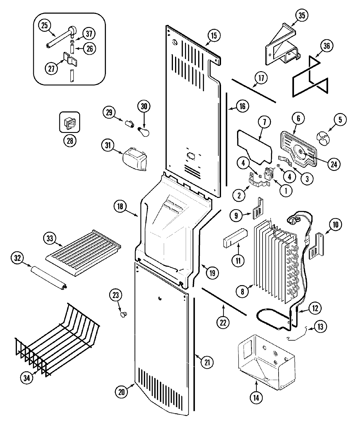 Parts and plans for Maytag Refrigerator model GS2121SEDW at Midbec