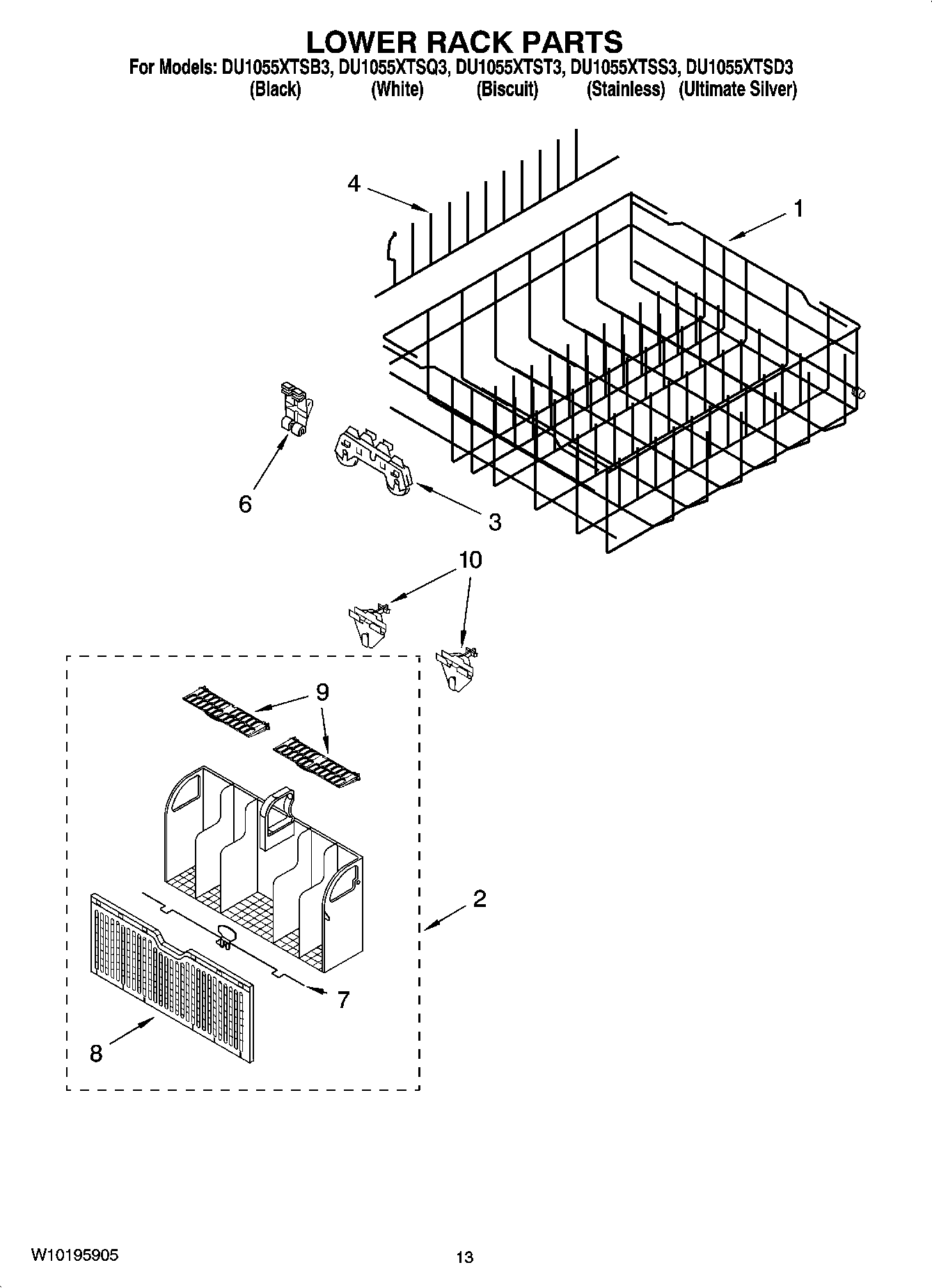 Plans et pièces pour Whirlpool Undercounter Dishwasher modèle DU1055XTSS3 chez Midbec