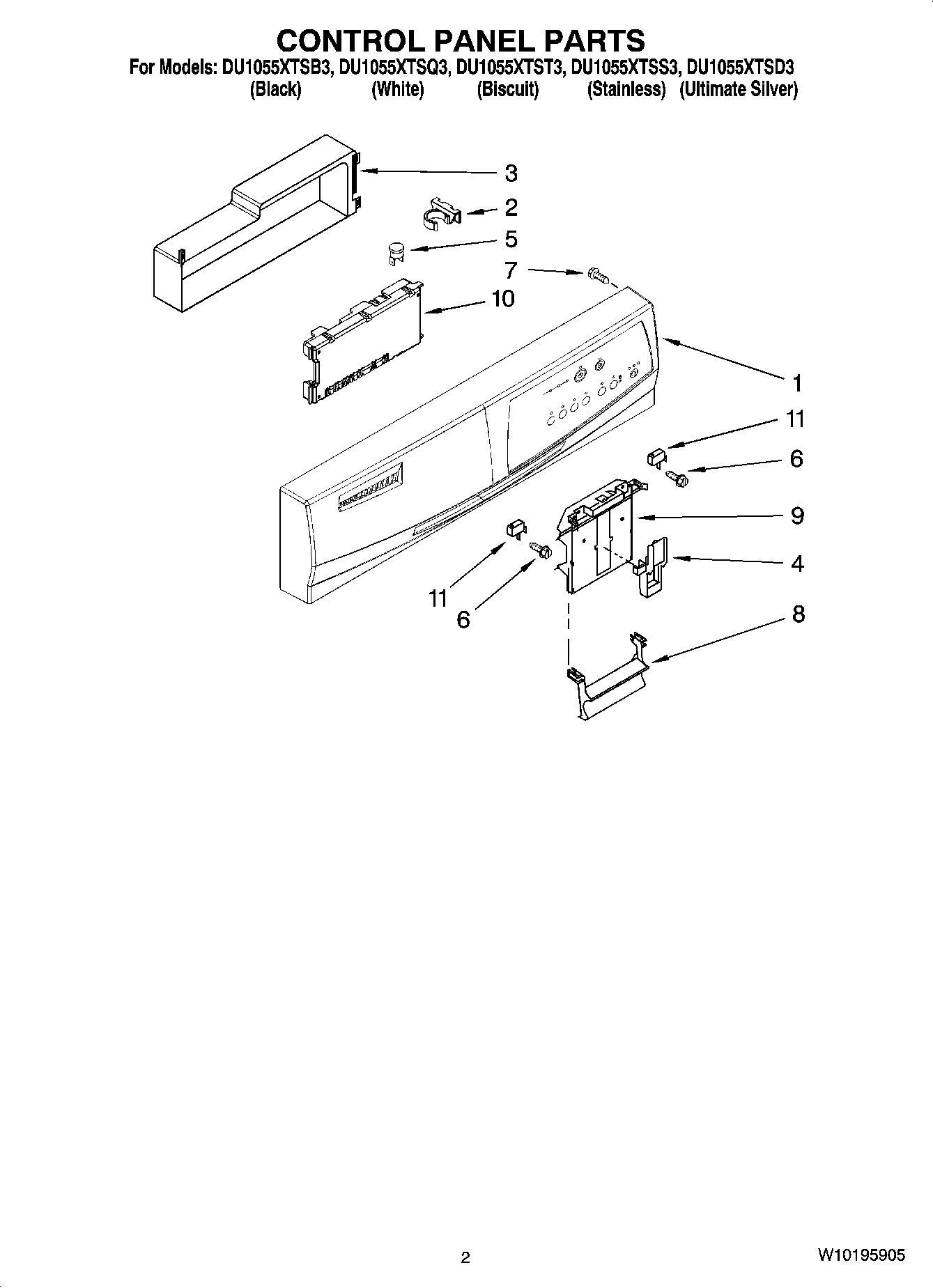 Plans et pièces pour Whirlpool Undercounter Dishwasher modèle DU1055XTSS3 chez Midbec