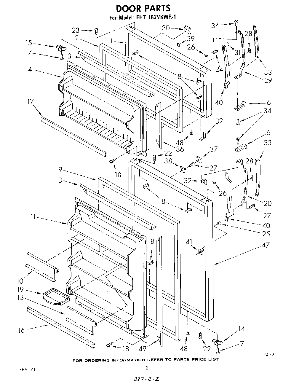 Parts and plans for Whirlpool Top Mount Refrigerator model EHT182VKWR1