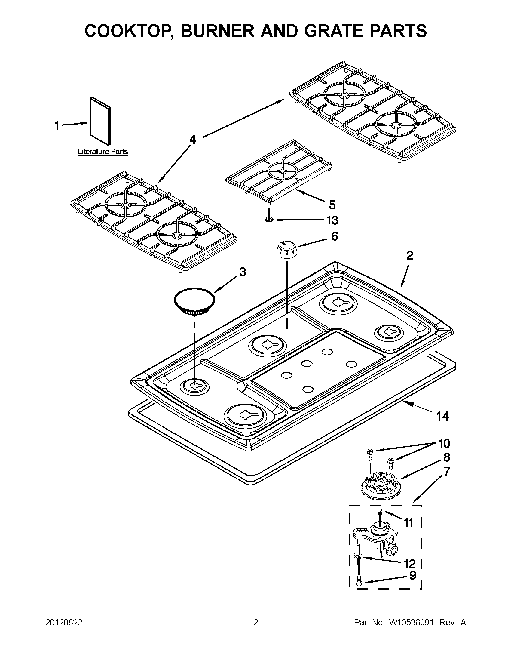 Parts and plans for Whirlpool 36" Gas Cooktop model KGCK366VSS02 at Midbec