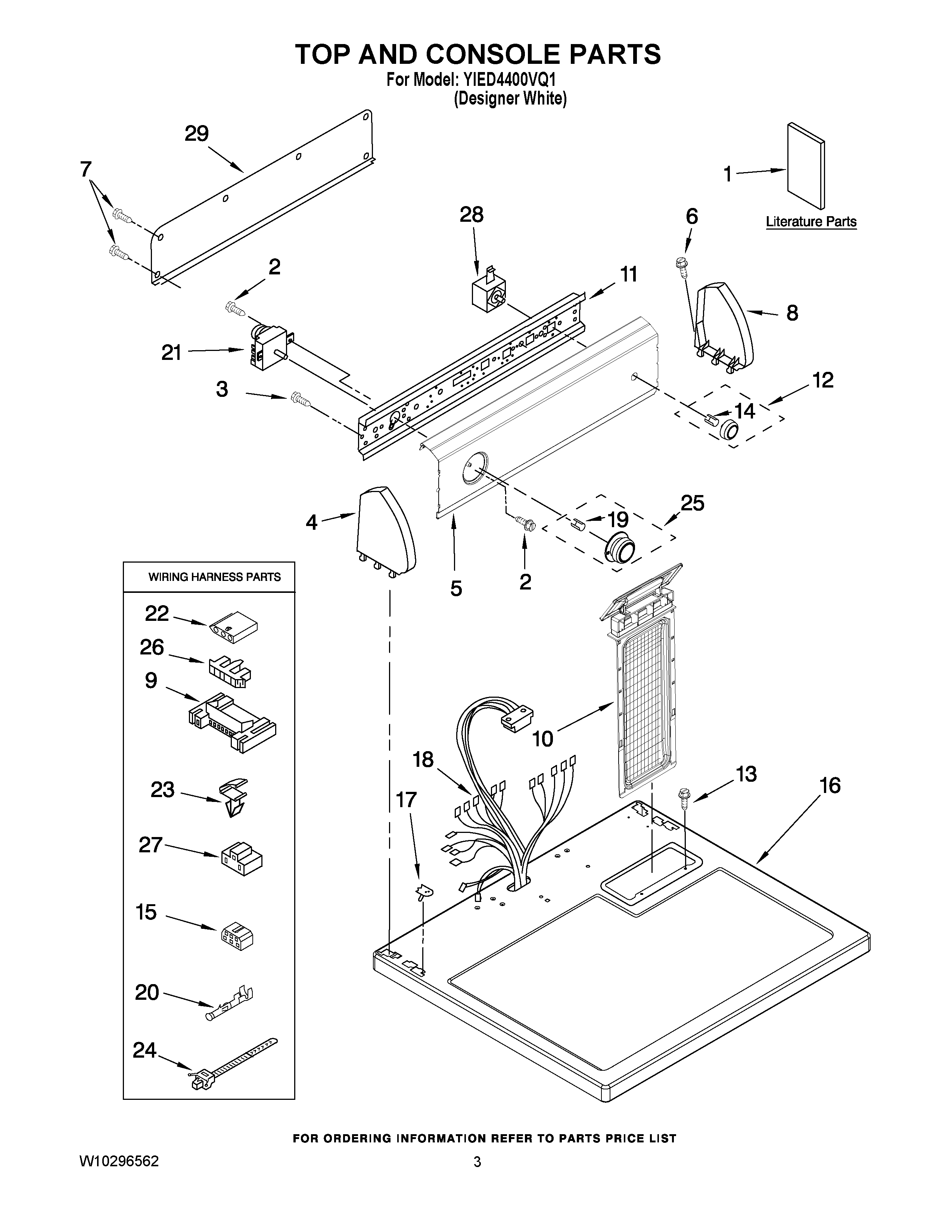 Plans et pièces pour Whirlpool 29" Electric Dryer modèle