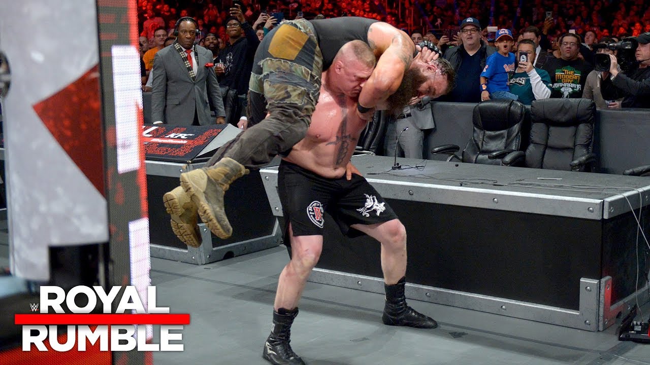 Brock Lesnar Punches Opponent In The Head During WWE Royal Rumble Event