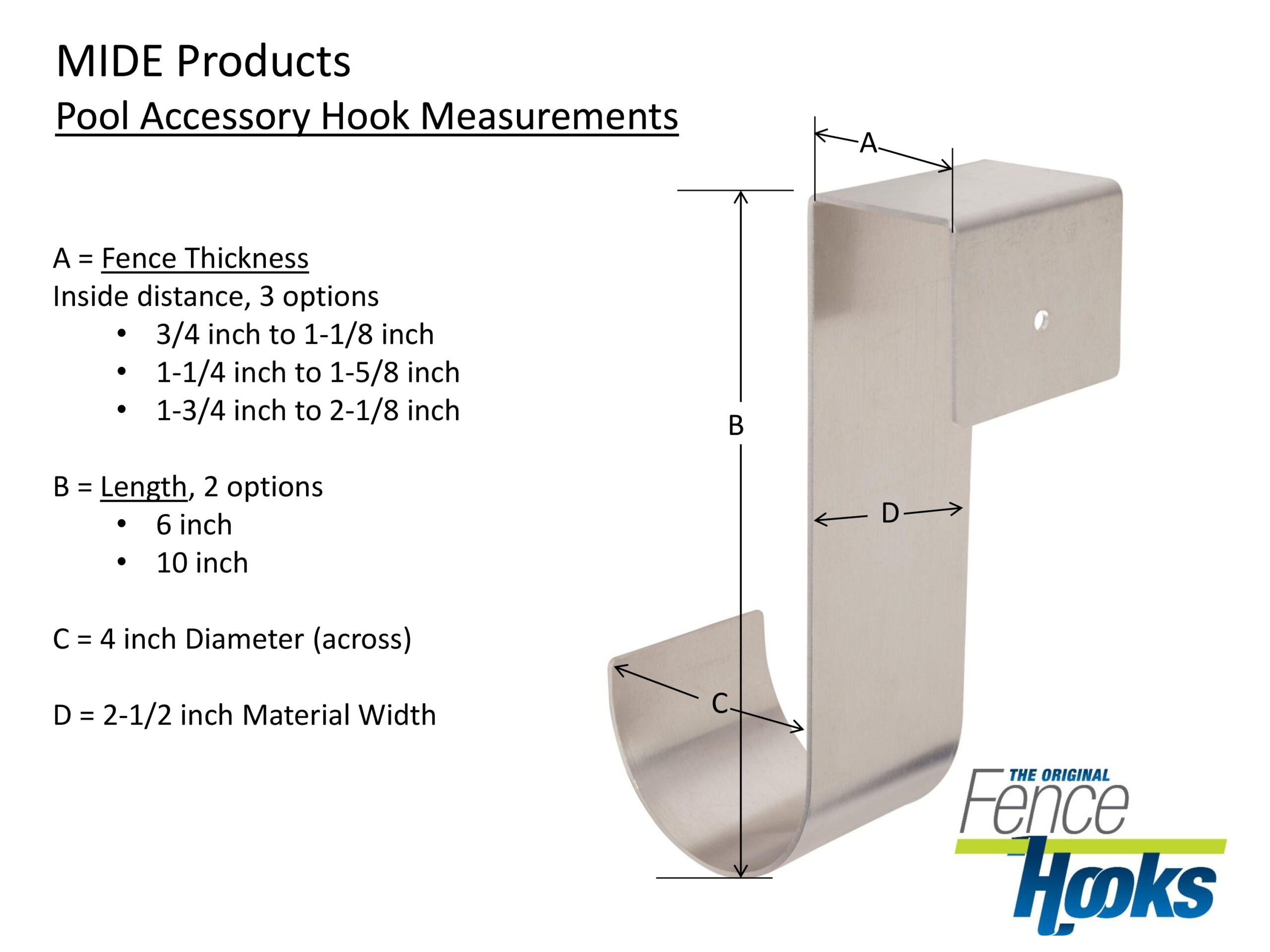 Patriot Series Slipon Aluminum Pool Accessory Hooks (3 Pack) Mide