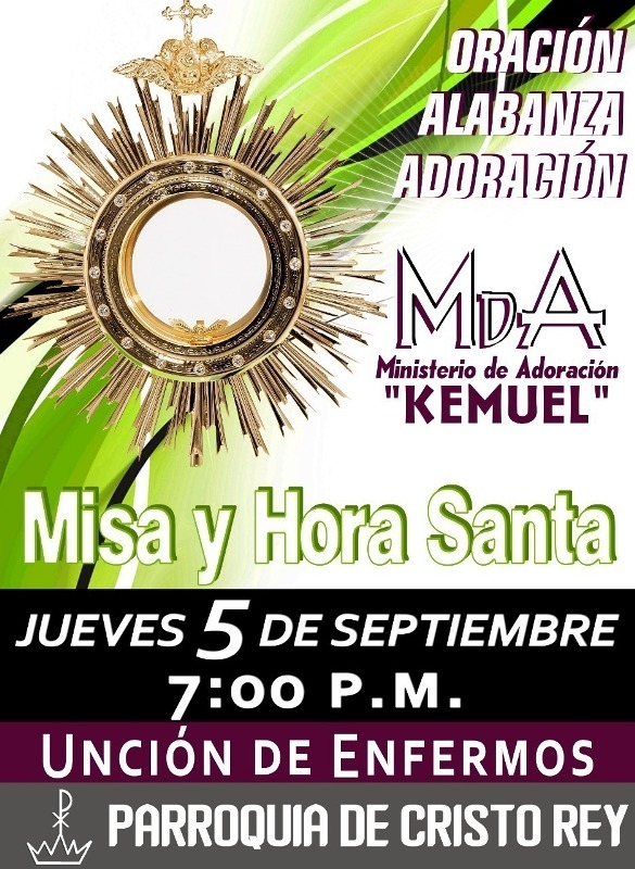 MINISTERIO DE ADORACIÓN KEMUEL INVITA A MISA Y HORA SANTA EN PIEDRAS