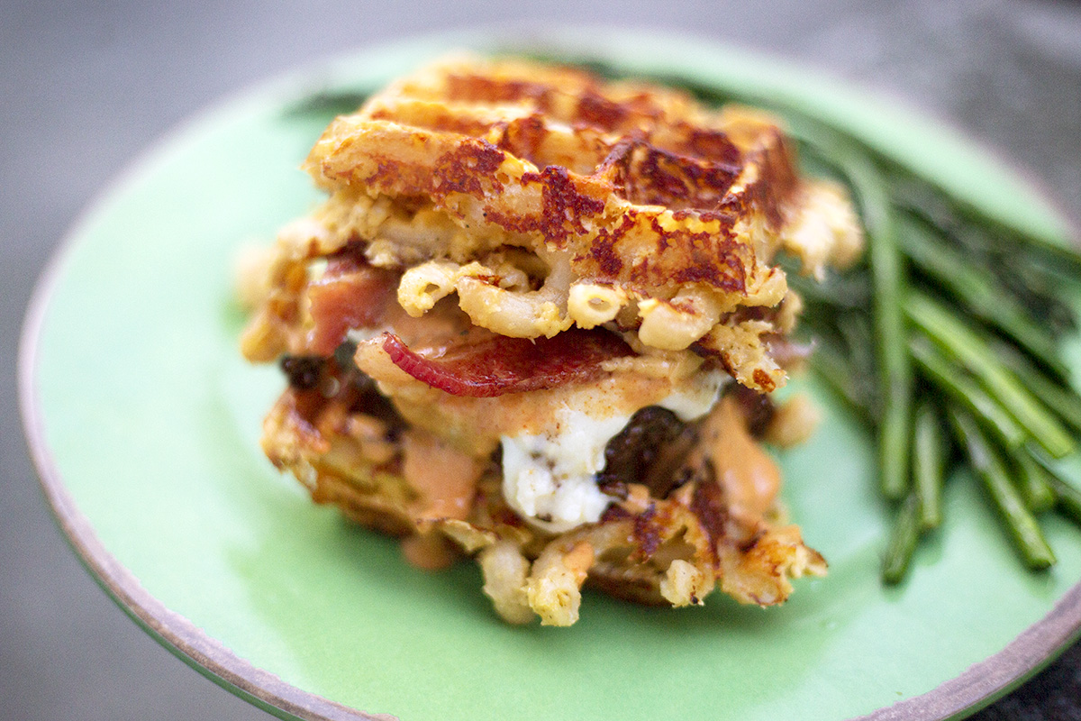 Mac 'N Cheese Waffle Burger Recipe MidKid Mama